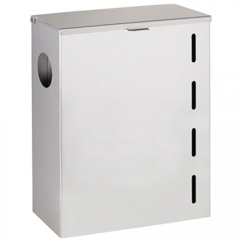 Šiukšliadėžė Bemeta Public 6,5 l su sanitarinių maišelių dozatoriumi ir plastikiniu įdėklu,, nerūdijančio plieno matinė 